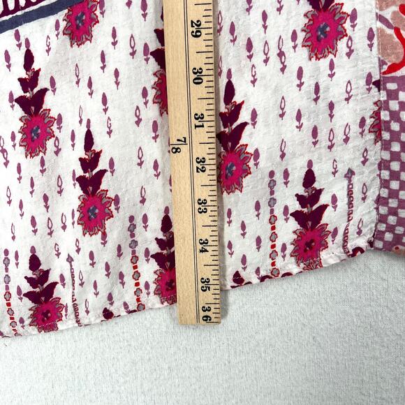 ANTHROPOLOGIE LILKA Kalyse Printed Kimono Women Ones Size White Pink Floral Boho - Picture 13 of 13